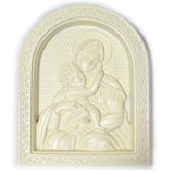 Wood Ukrainian Beech Wood Carved Icon in White in White color