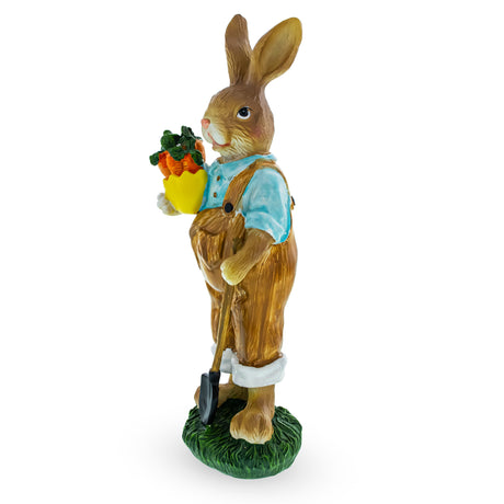 Hardworking Father Bunny with Carrots Basket and Shovel Figurine ,dimensions in inches: 8.9 x 3.1 x 2.4