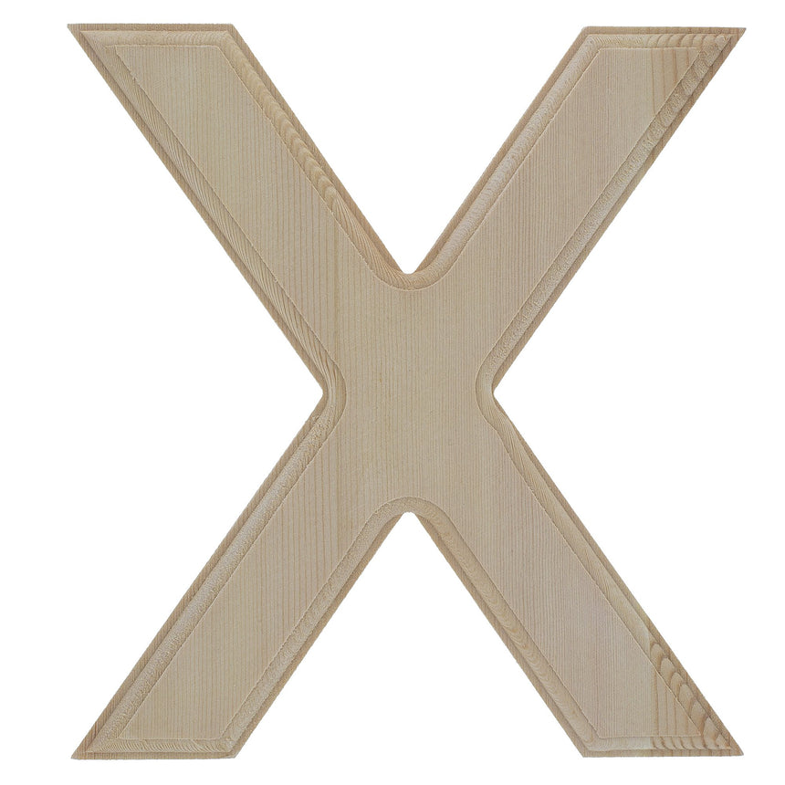 Wood Unfinished Wooden Arial Font Letter X (6.25 Inches) in Beige color