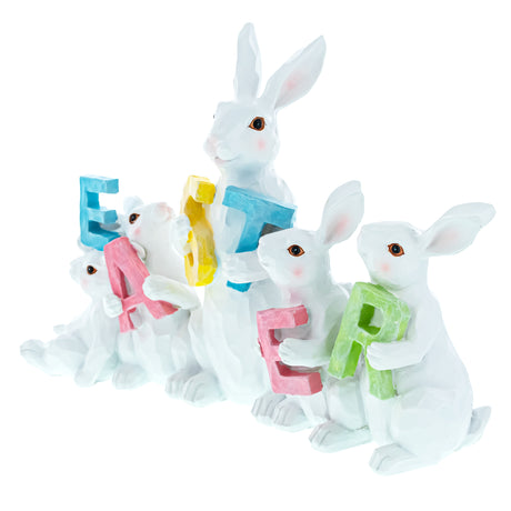 White Bunnies Holding EASTER Letters Figurine 12 Inches ,dimensions in inches: 12.3 x 8.7 x 3