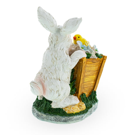 Enchanted Bunny and Chick Amidst Blooms Figurine ,dimensions in inches: 7 x 5.6 x 3.8