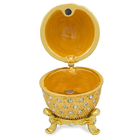 200 Crystals Gold Enamel Royal Inspired Metal Easter Egg 2.5 Inches ,dimensions in inches: 2.5 x 2.5 x 2