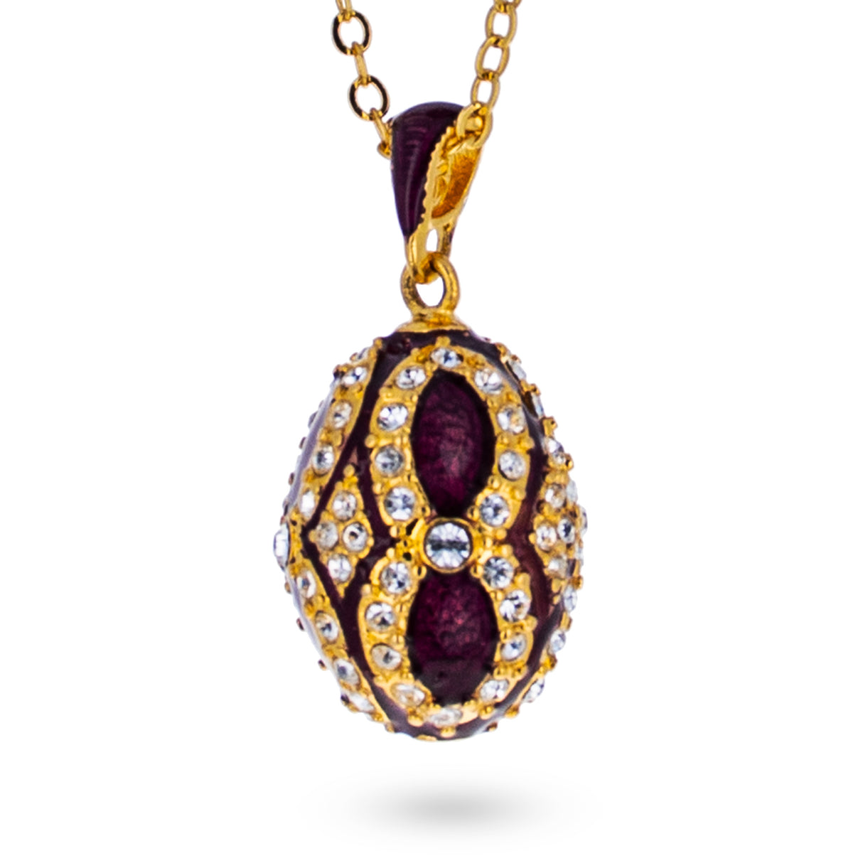 Purple Royal Egg Pendant Necklace ,dimensions in inches: 20 x 20 x 0.6