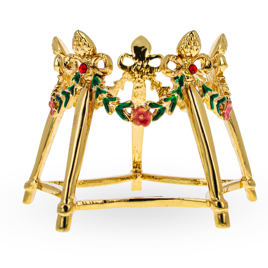 Metal Royal Palace Egg Display Stand Holder 2.1 Inches Tall in Gold color