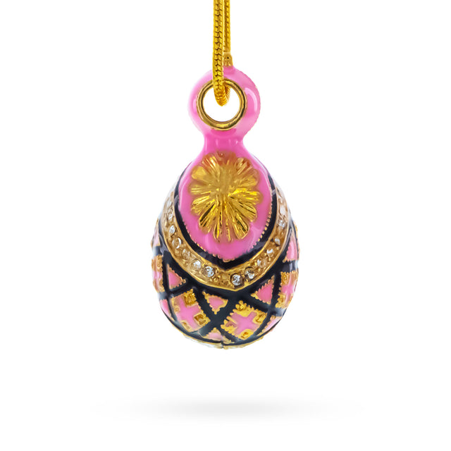 Pewter Royal Pink Enameled Egg Pendant Necklace in Pink color Oval