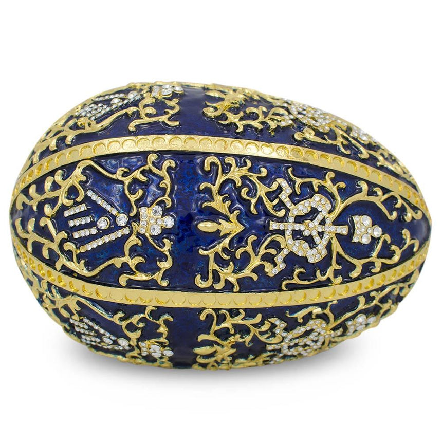 1895 Twelve Monograms Royal Imperial Metal Easter Egg ,dimensions in inches: 5 x 4.5 x