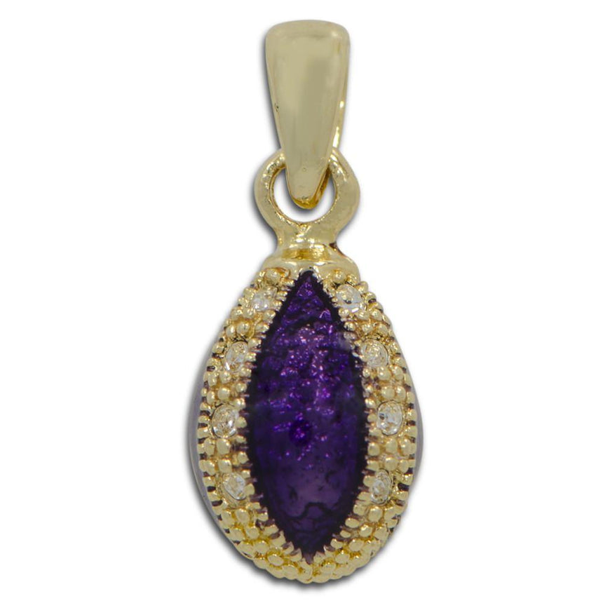 Pewter Purple Drop Royal Egg Pendant in Purple color Oval