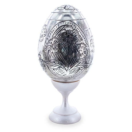 Metal Hand Embossed Flowers Metal Easter Egg in Multi color Oval