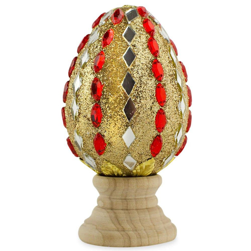 Wood Mirrors and Jewels Wooden Easter Egg in Multi color Oval