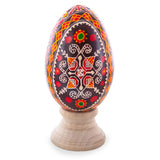 Eggshell Geometrical Patterns Goose Real Blown Out Ukrainian Easter Egg in Red color Oval