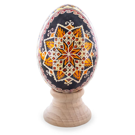 Eggshell Star Goose Real Blown Out Ukrainian Easter Egg in Red color Oval