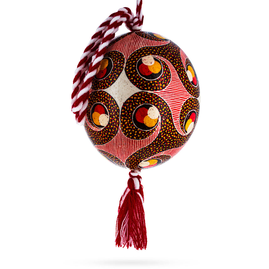 Eggshell Ornament Traditional Ostrich Blown Batik Technique Ukrainian Easter Egg Pysanky in Multi color Oval